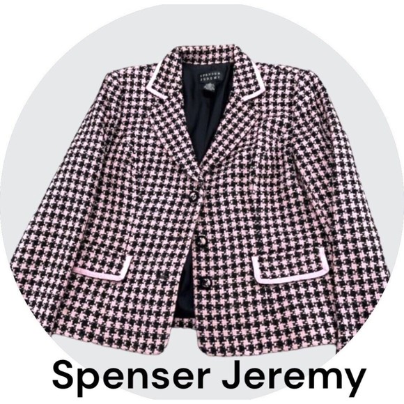 SPENSER JEREMY Blazer Jacket sz 4 Pink/Black Casual - Picture 8 of 16